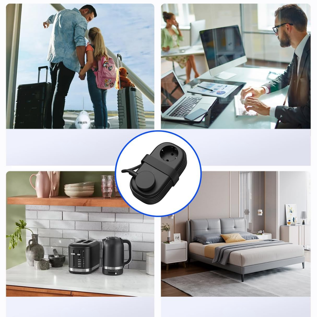 Mini regleta con carga rápida y diseño anti-desorden