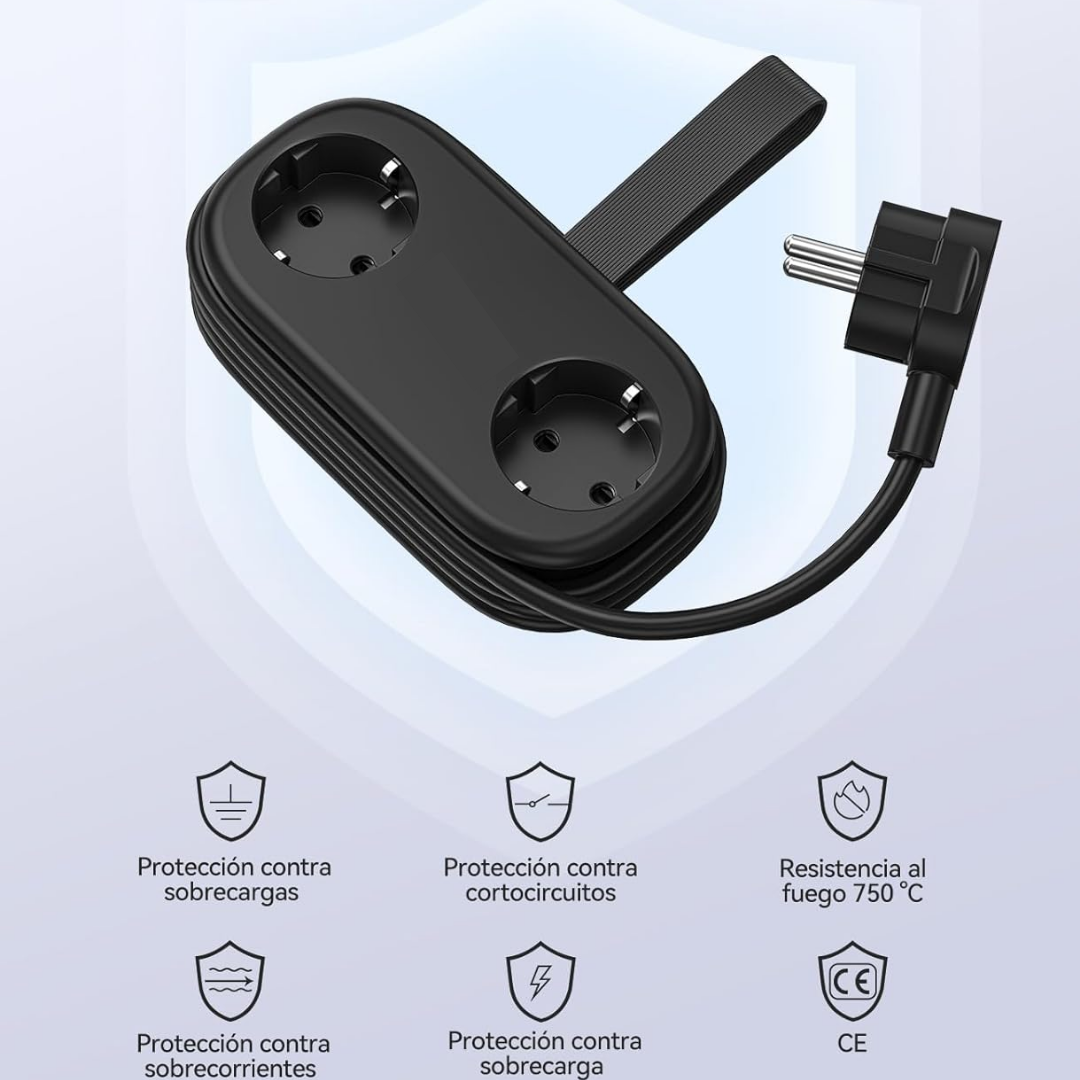 Mini regleta con carga rápida y diseño anti-desorden