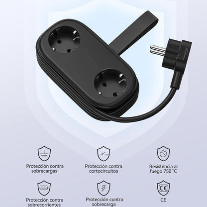 Mini regleta con carga rápida y diseño anti-desorden