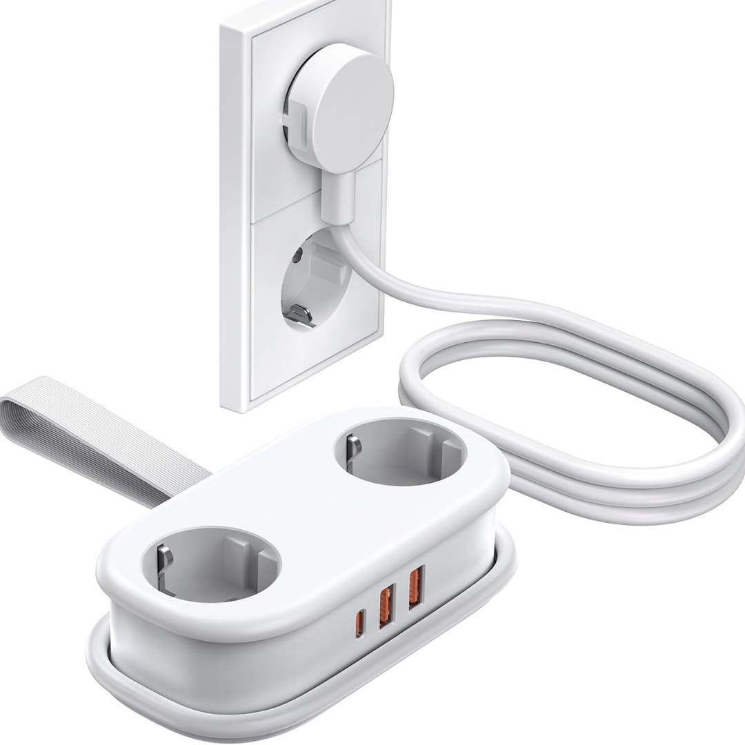 Mini regleta con carga rápida y diseño anti-desorden